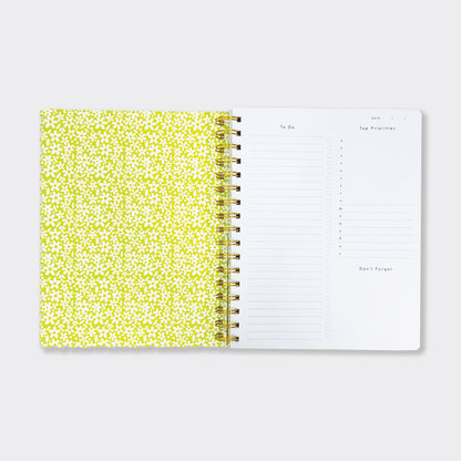 200-Page Lined Wiro-Bound  - Floral Planner With Lists