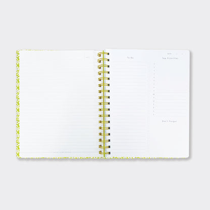 200-Page Lined Wiro-Bound  - Floral Planner With Lists