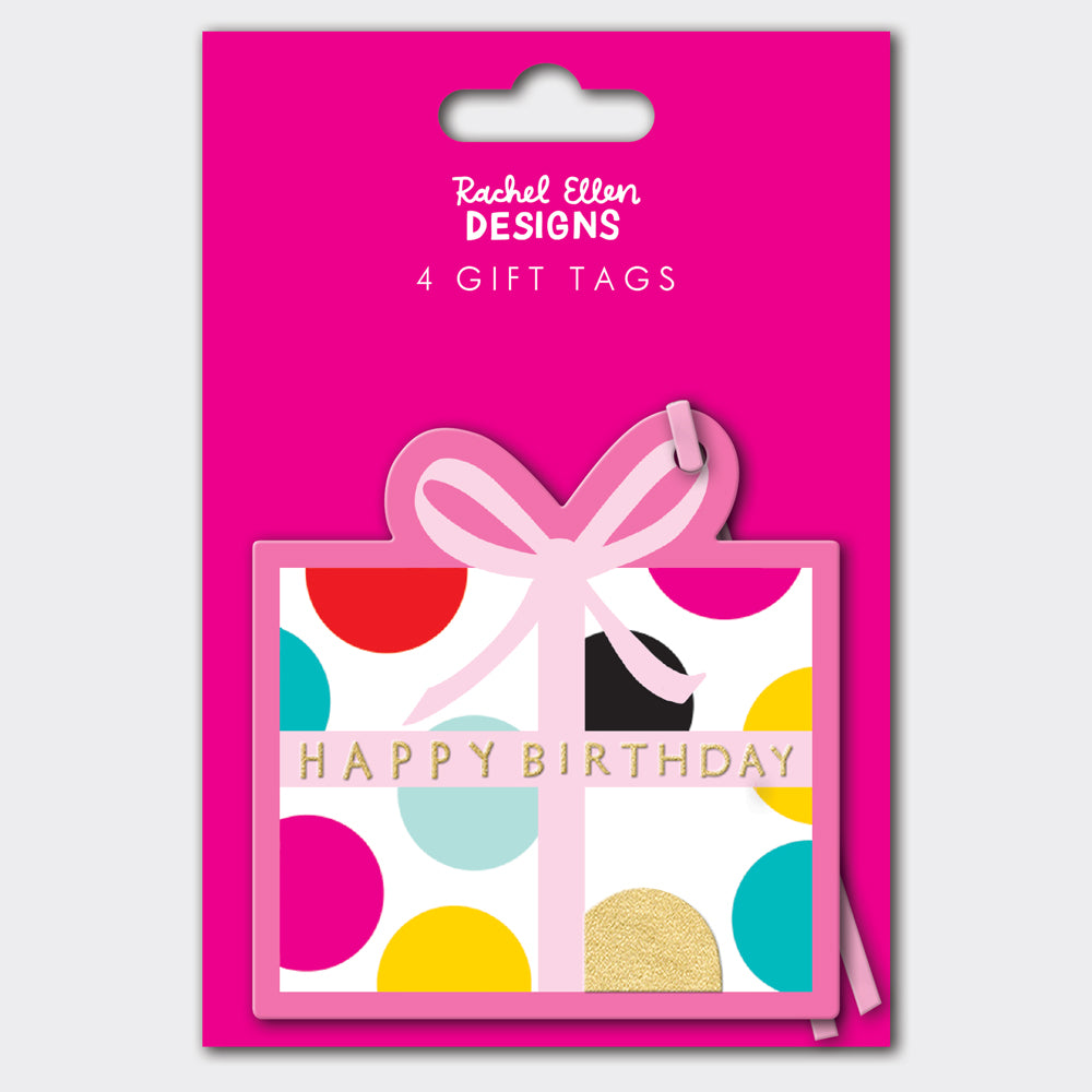 Pack of 4 Gift Tags - Spotty Present