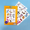 Playful Pups tattoo set with packaging on a blue background