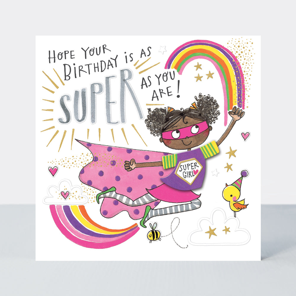 T-Party - Birthday Supergirl & Rainbow  - Birthday Card