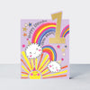 Tiptoes - Age 1 Birthday Card Girl -Rainbows