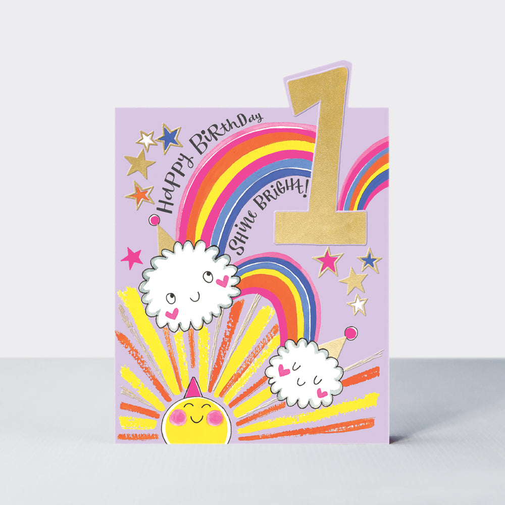Tiptoes - Age 1 Girl Rainbows  - Birthday Card