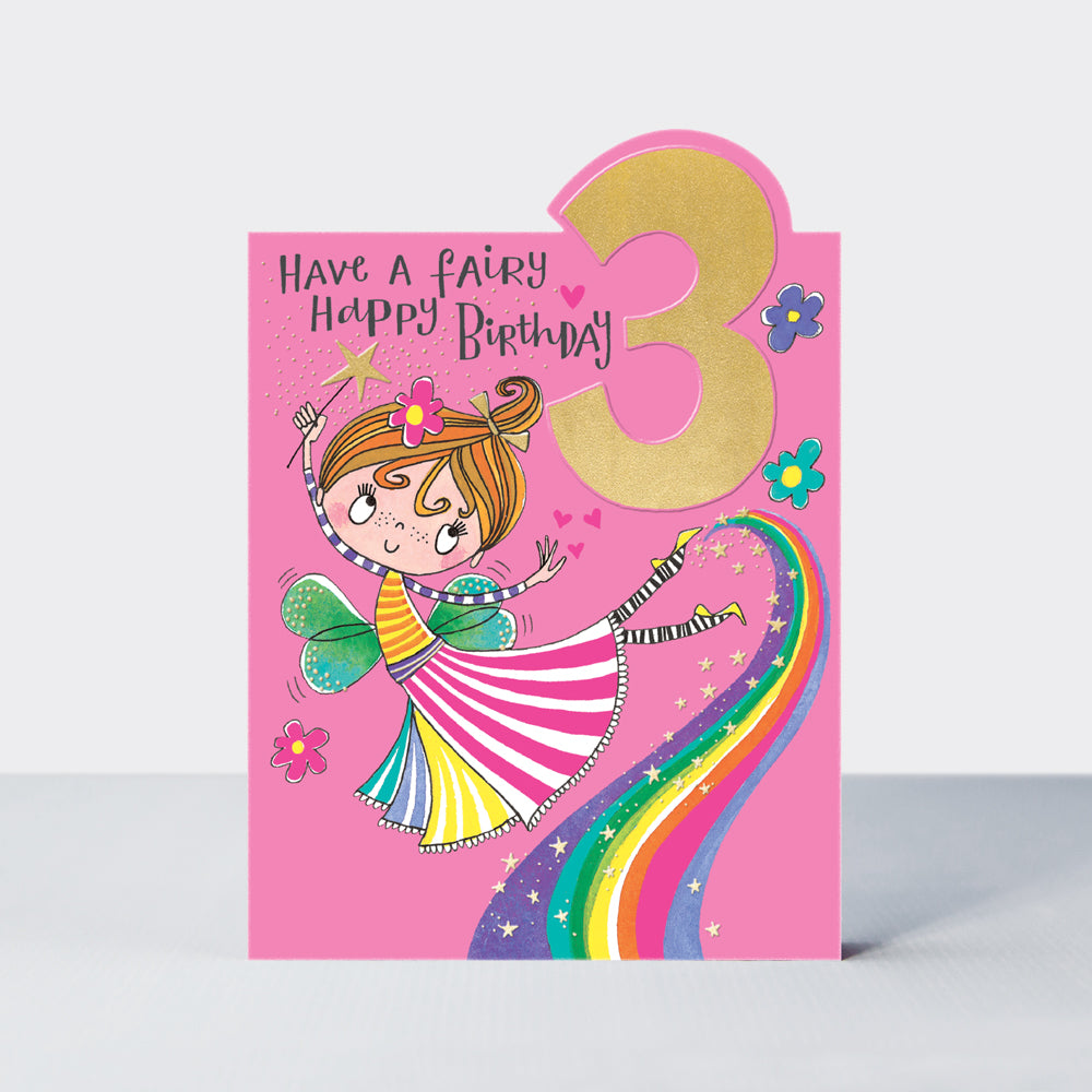 Tiptoes - Age 3 Birthday Card Girl - Fairy