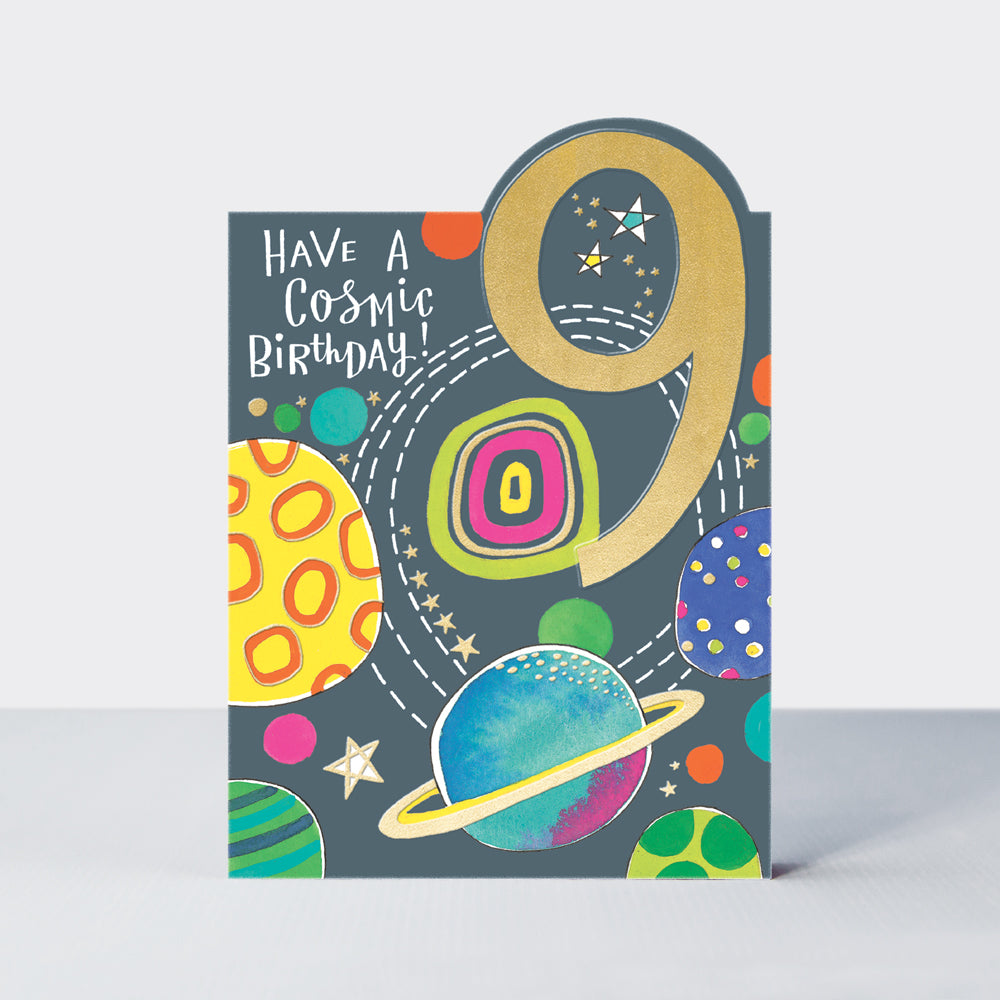 Tiptoes - Age 9 Boy - Cosmic Birthday  - Birthday Card