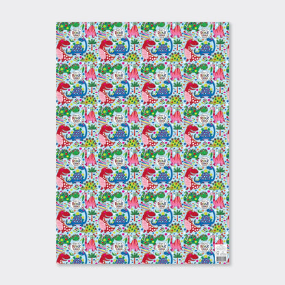 Gift wrap - Dinosaur on pale blue