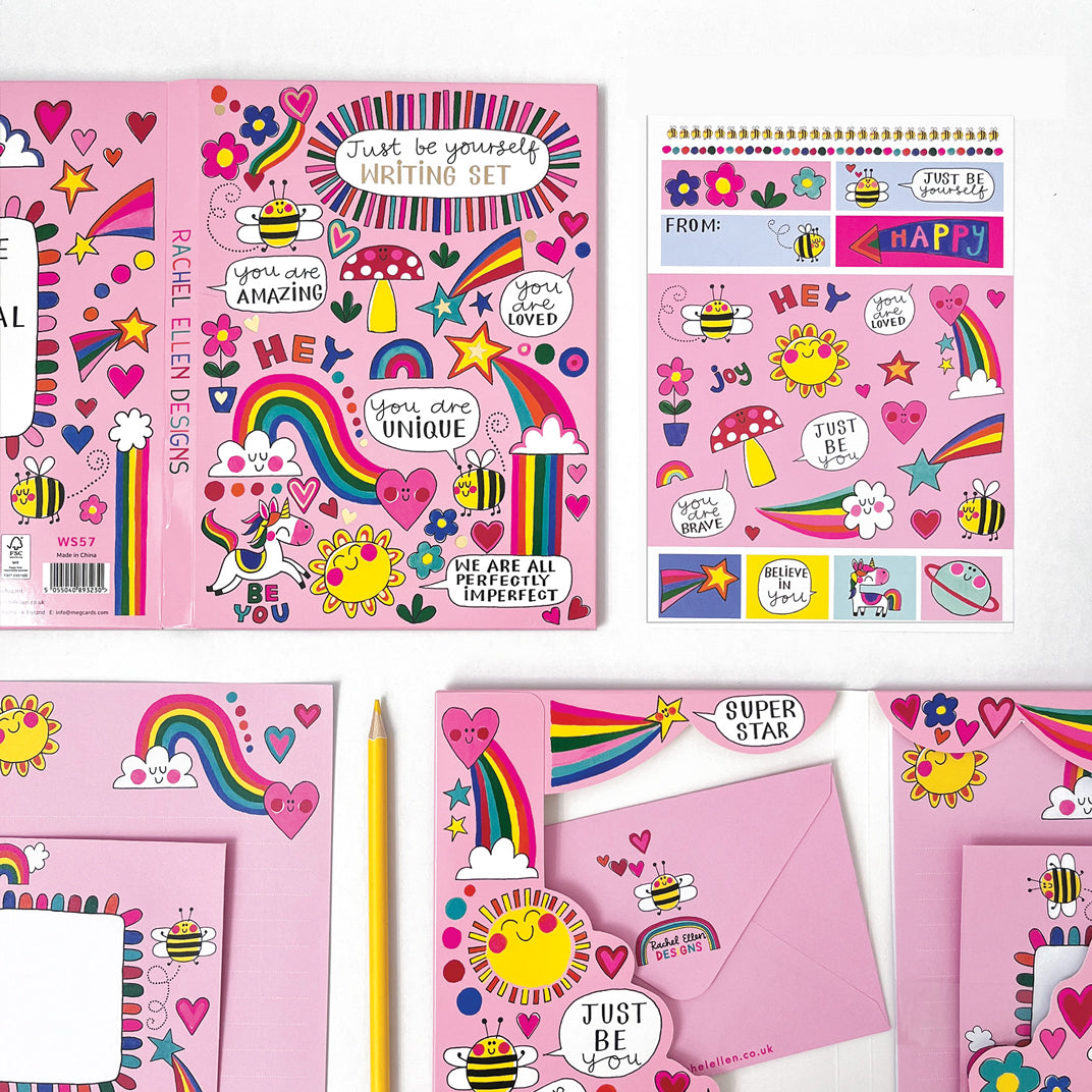Letter Writing Set - Unicorns, Rainbows &amp; Bees/Just Be Yourself