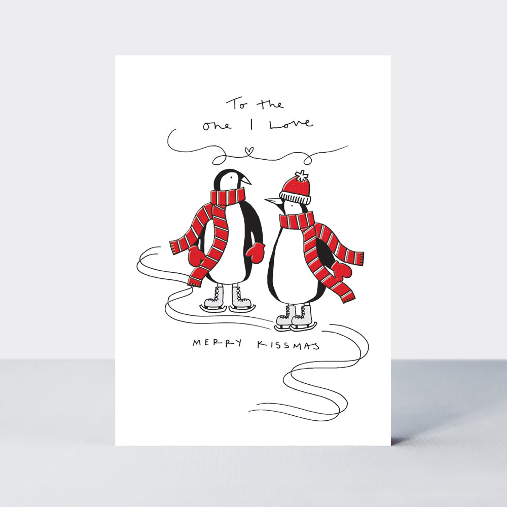 Almond - One I Love/Penguins Ice Skating Christmas Card