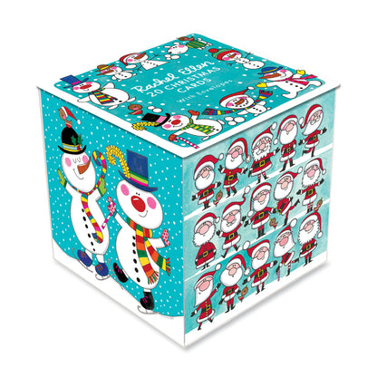 Christmas Cube - Santa, Snowmen &amp; Reindeer - Box of 20 Cards
