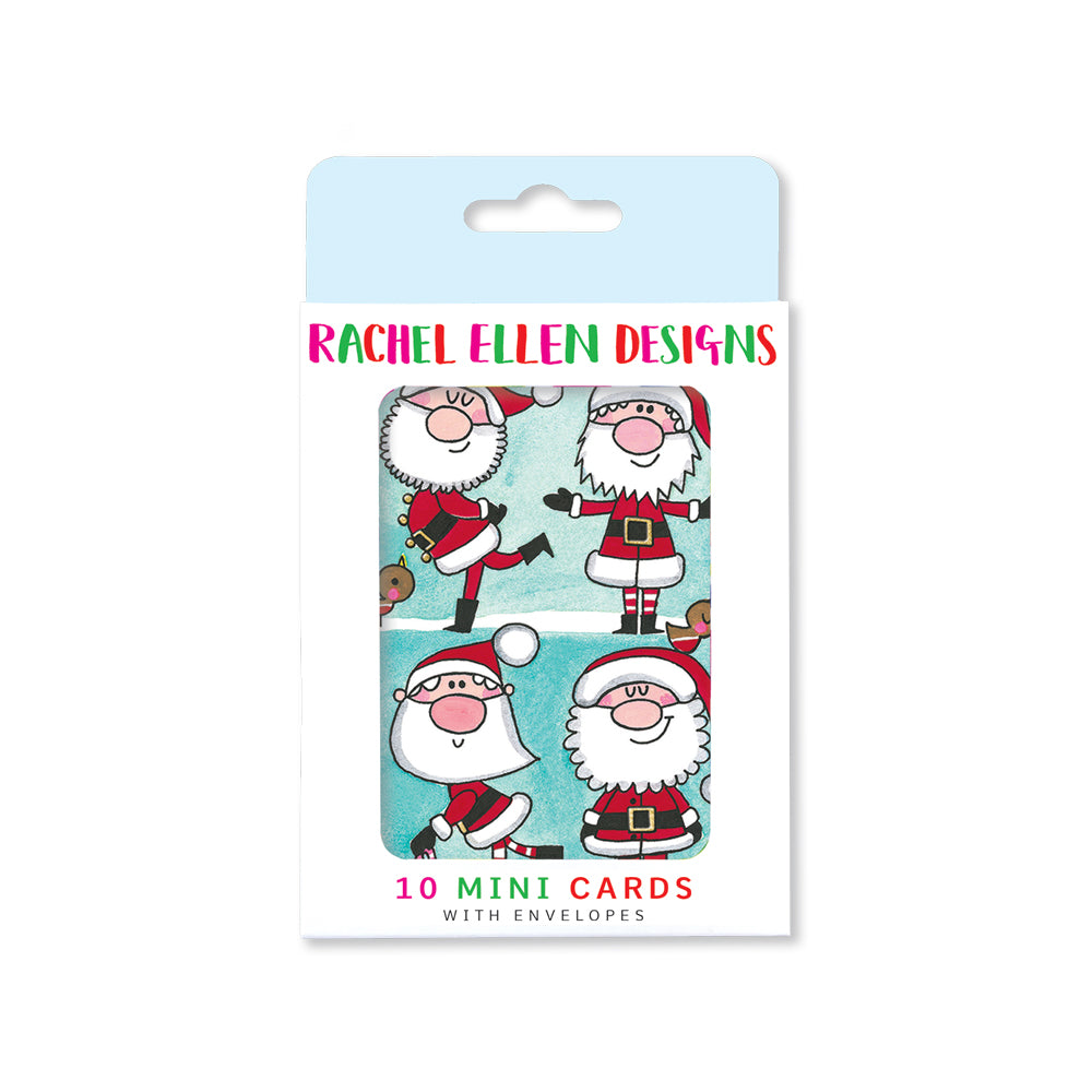 Foiled Pack of 10 Notecards - Santas