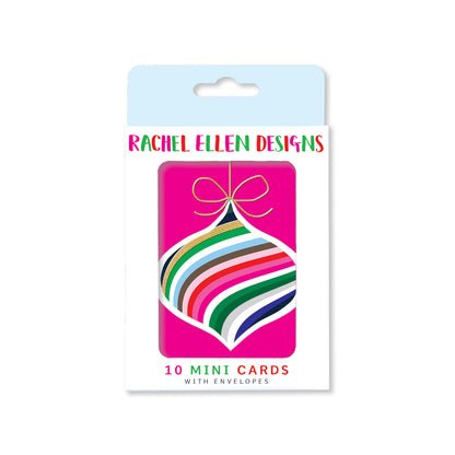 Christmas Notecards - Stripey Christmas Bauble - Pack of 10 with Envelopes