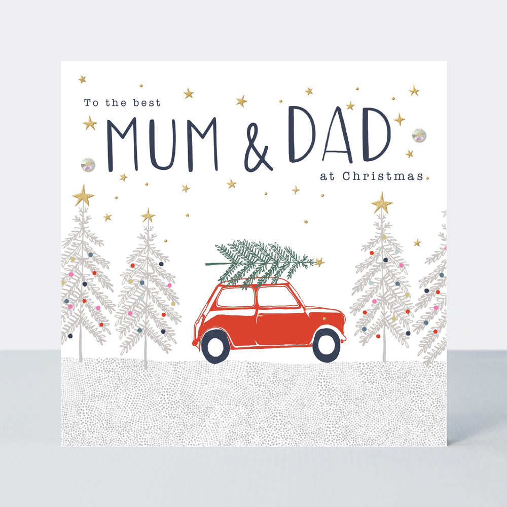 Good Tidings - Mum &amp; Dad/Picking Up Christmas Tree - Greetings Card