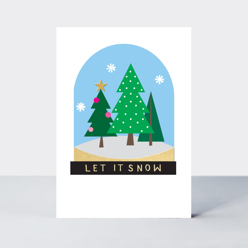Christmas Card  - Let It Snow/Snow Globe -Evergreen