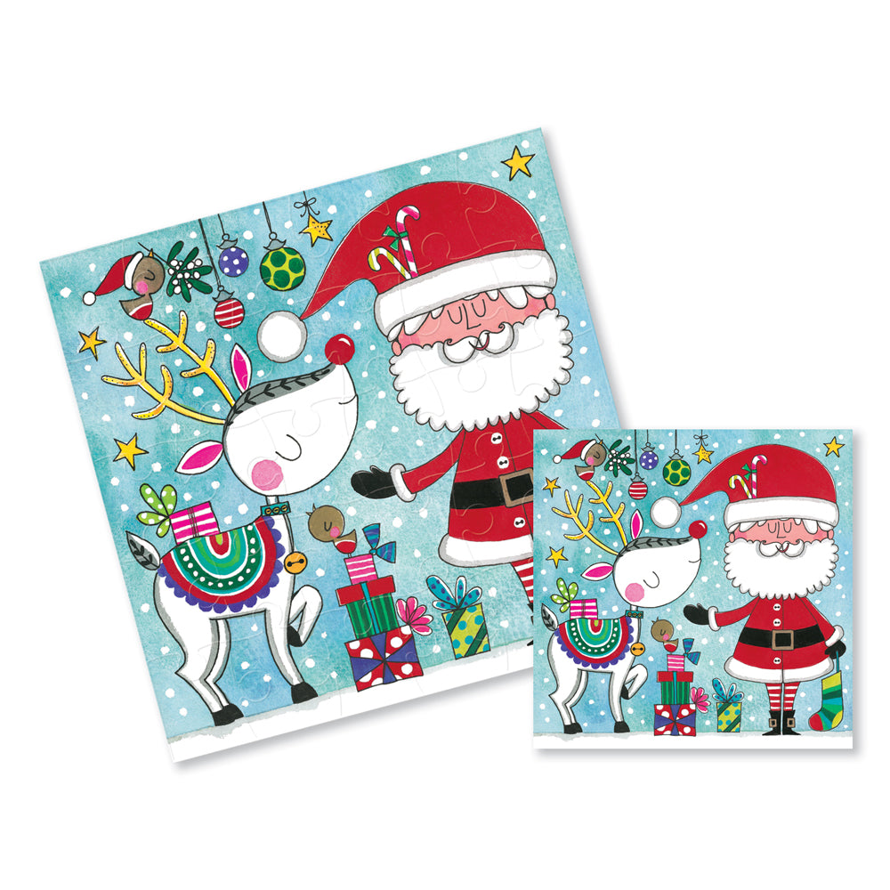 Christmas Jigsaw Cards -  Santa and Reindeer