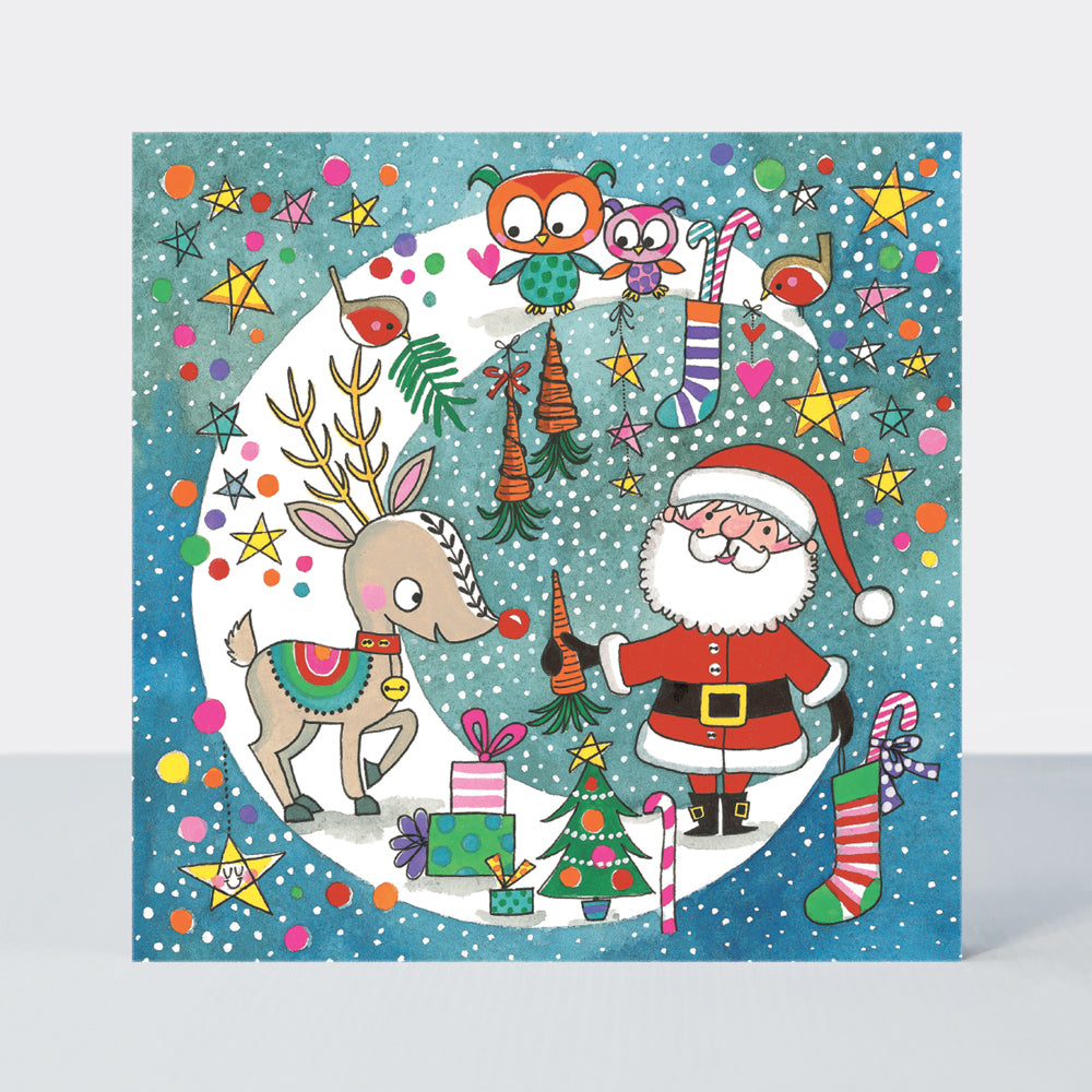 Christmas Jigsaw Cards - Santa/Rudolph Moon Scene