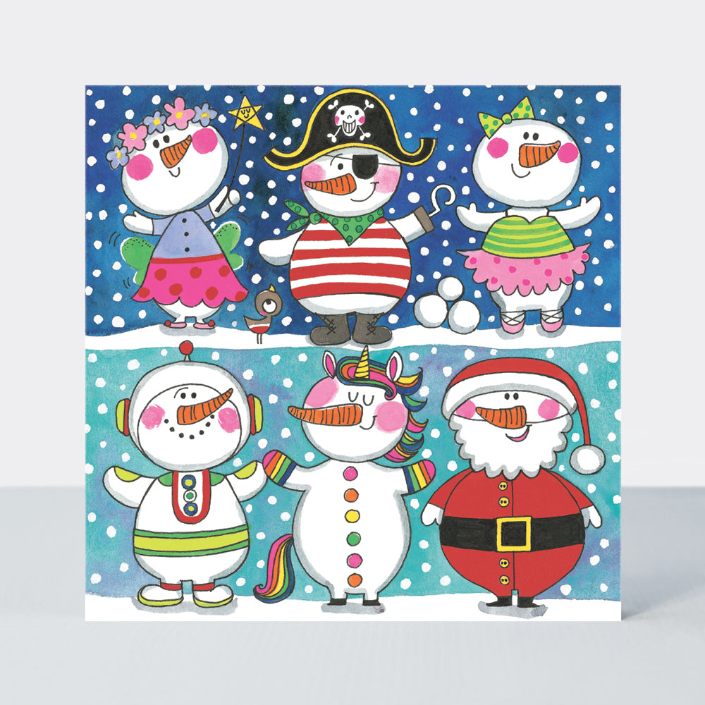 Xmas Jigsaw Cards - Snowmen Dressing Up