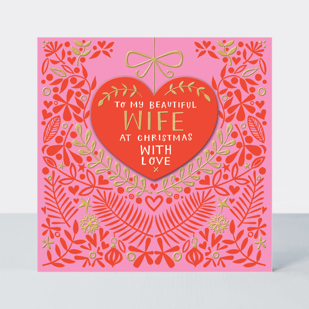 Juniper - Beautiful Wife/Heart Christmas Card