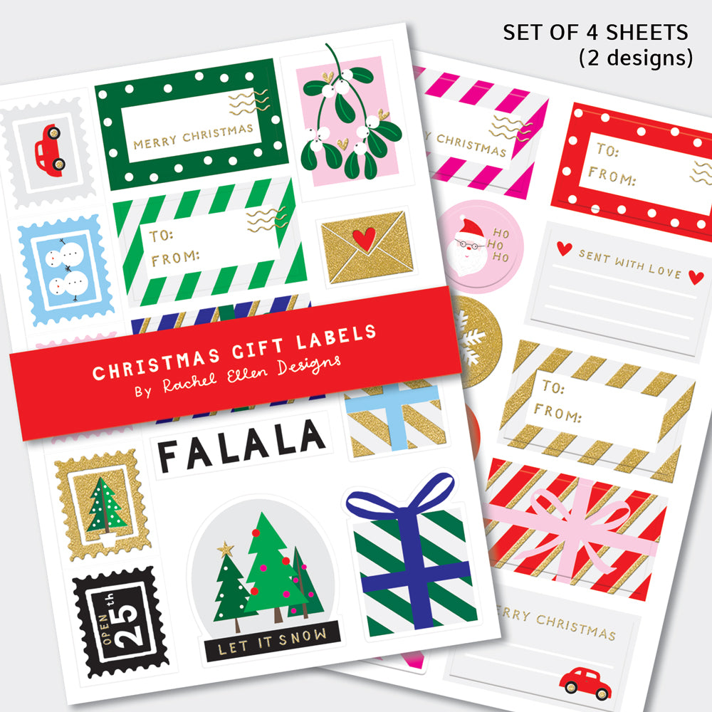 Christmas Gift & Envelope Labels - 4 Sheets