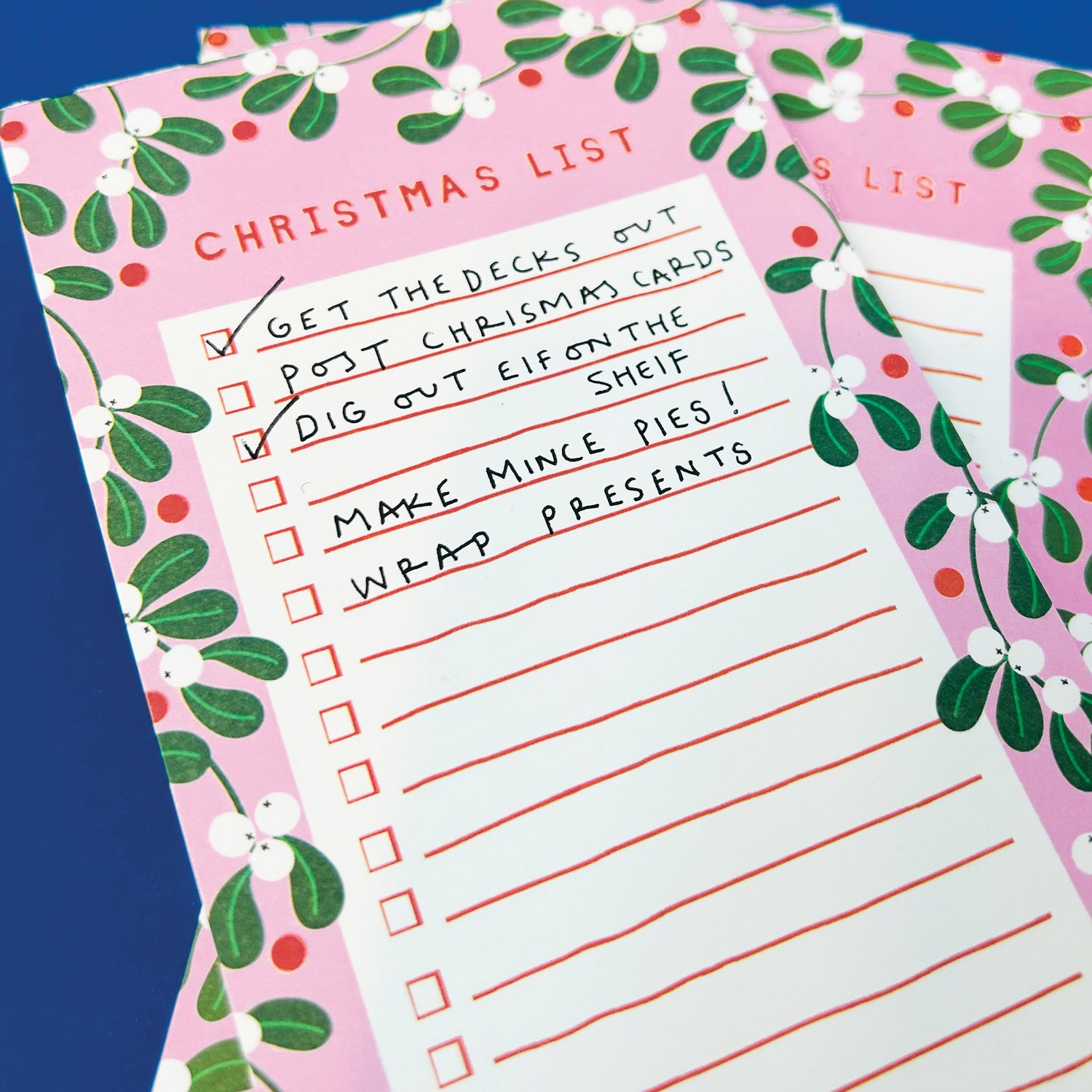 List Pad - Christmas List - Mistletoe Design