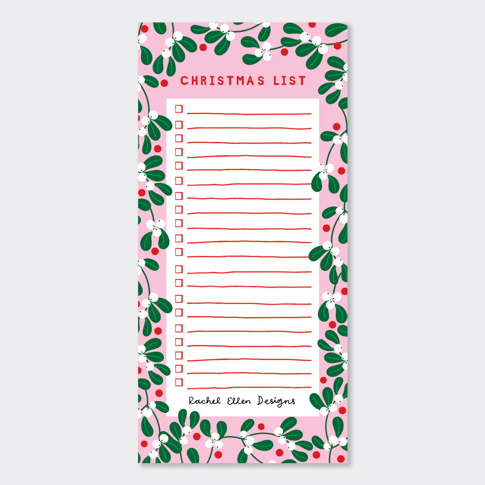 List Pad - Christmas List - Mistletoe Design