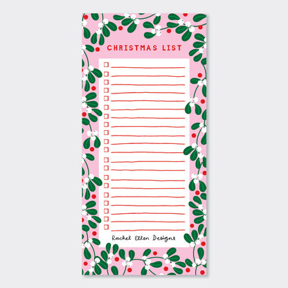 List Pad - Christmas List - Mistletoe Design