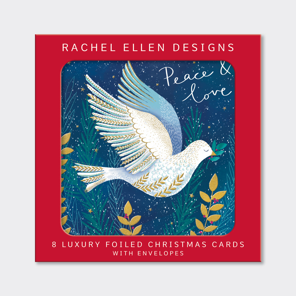 Boxed Luxury Christmas Cards - Peace &amp; Love dove