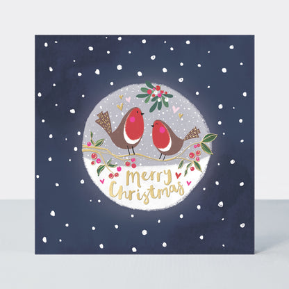 Boxed Luxury Christmas Cards - Merry Christmas robins