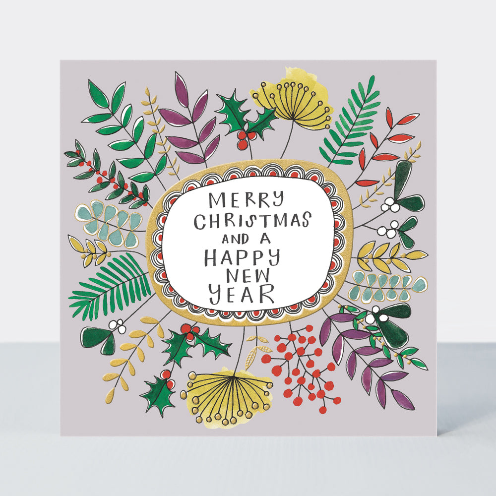 Boxed Luxury Christmas Cards - Merry Christmas foliage