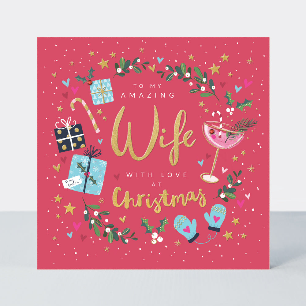 Mistletoe &amp; Wine - Wife Christmas Card