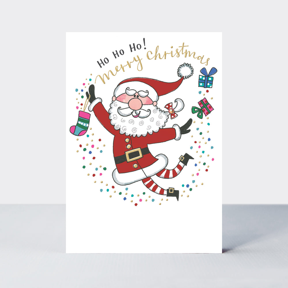 Sugar Plum - Leaping Santa/Ho Ho Ho! - Greetings Card