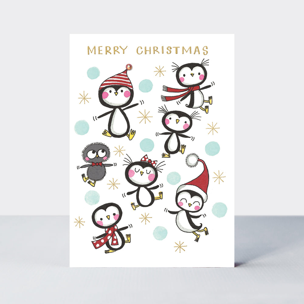 Sugar Plum - Merry Christmas/Penguins - Greetings Card