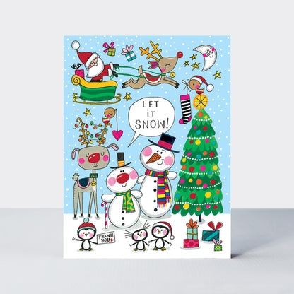 Rectangular Christmas Card Box - Santa &amp; Friends - Box of 20 Cards