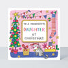 Christmas Card - Wonderful Daughter - Tree & Cat