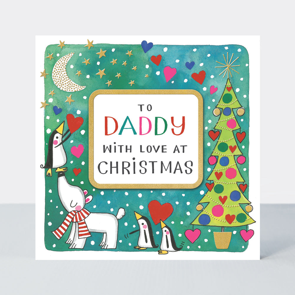 Christmas Card - Daddy - Polar Bear &amp; Penguins