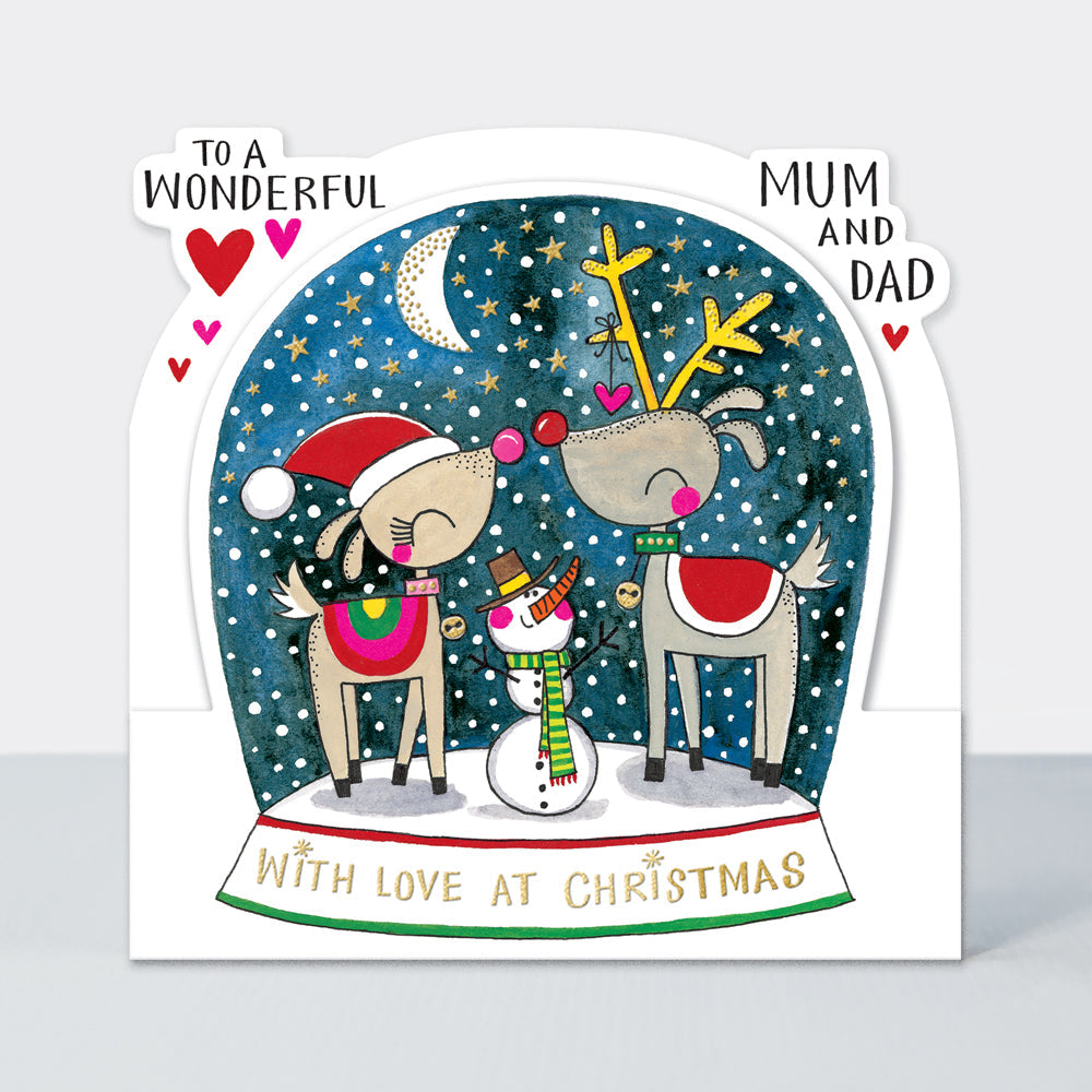 Christmas Side by Side - Wonderful Mum &amp; Dad/Reindeer Snow Globe