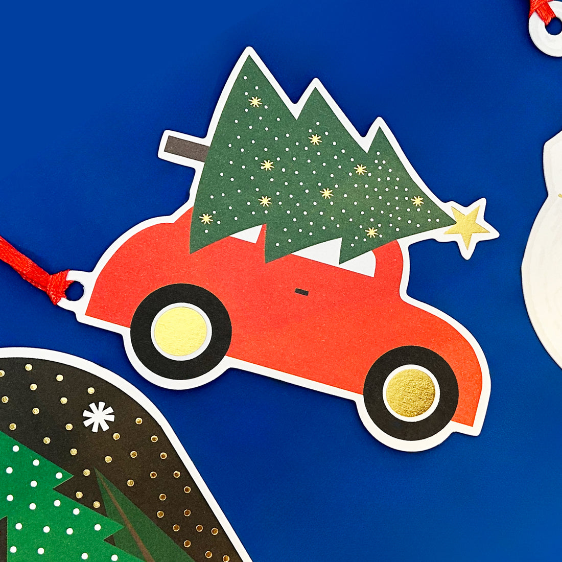 Pack of 4 Gift Tags - Christmas Tree & Car