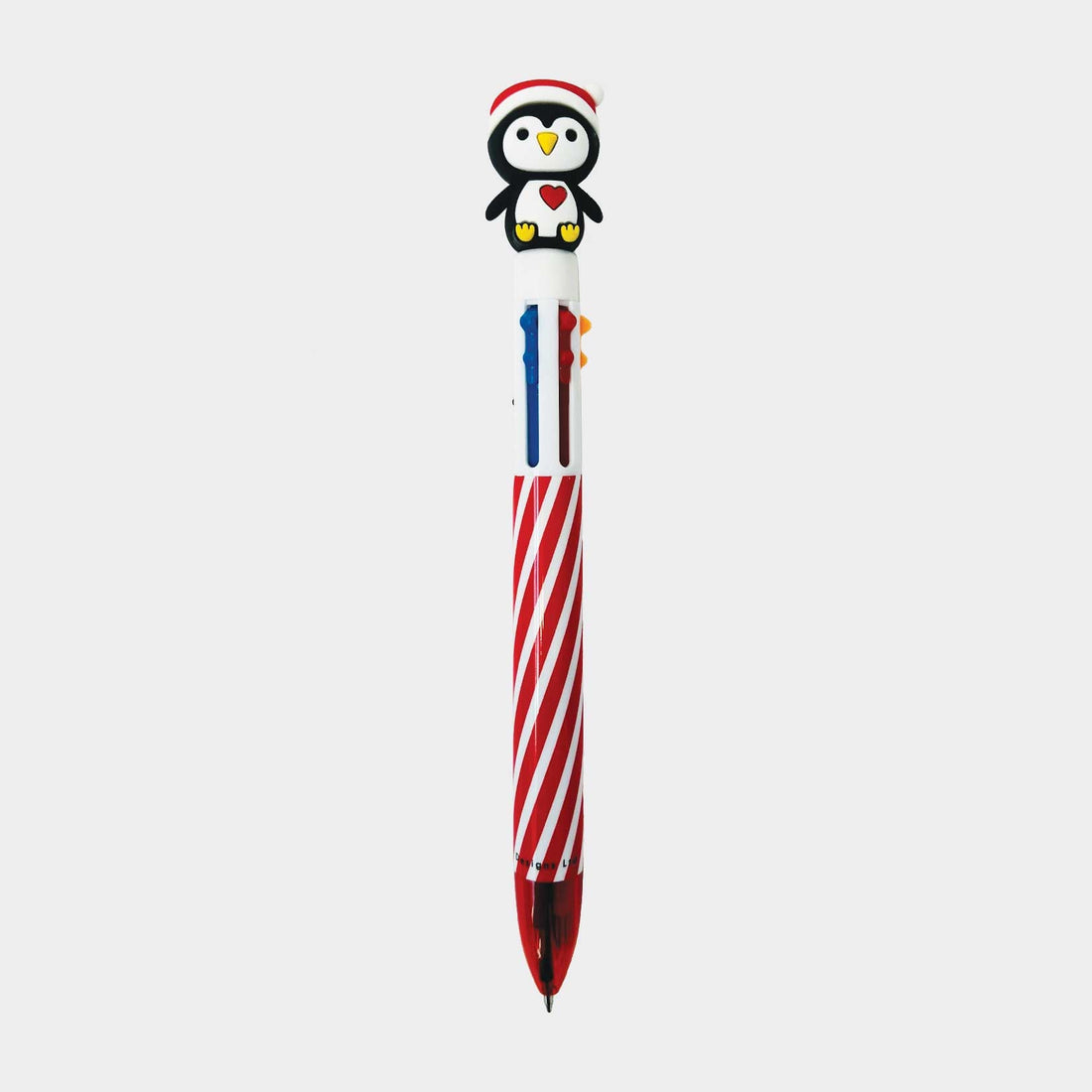 Six Colour Ballpoint Christmas Pen - Penguin Topper