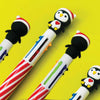 Six Colour Ballpoint Christmas Pen - Penguin Topper