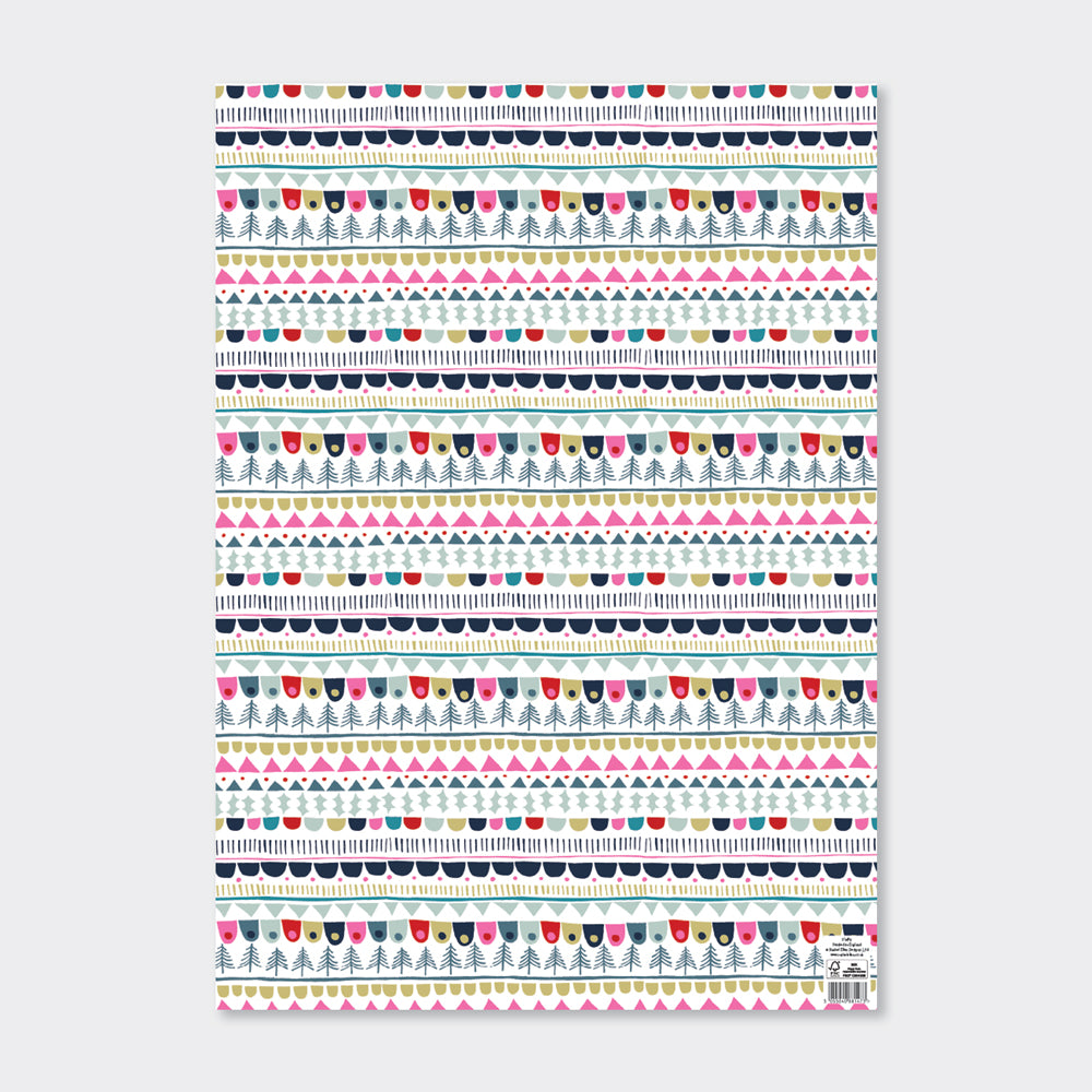 Christmas Gift Wrap Sheet - Good Tidings Festive Pattern