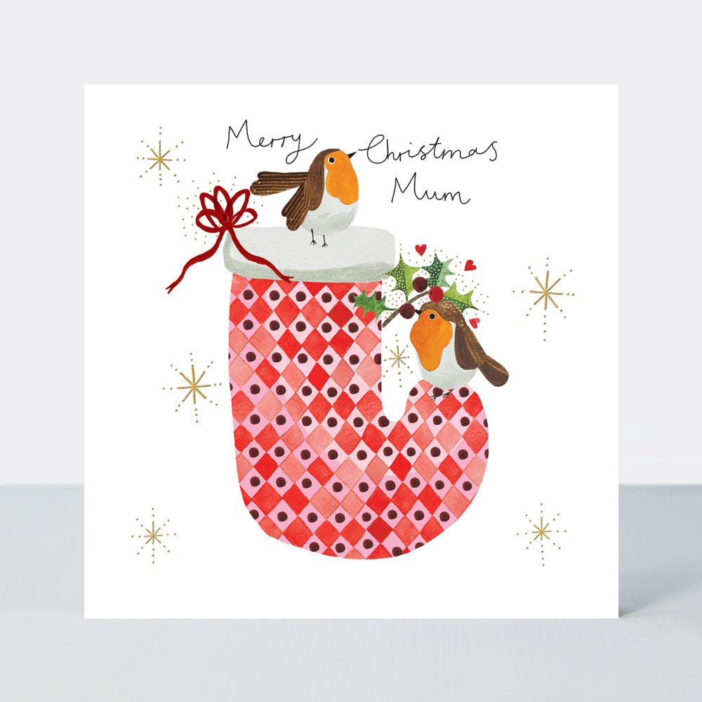 Yule Log Christmas Card - Merry Christmas Mum