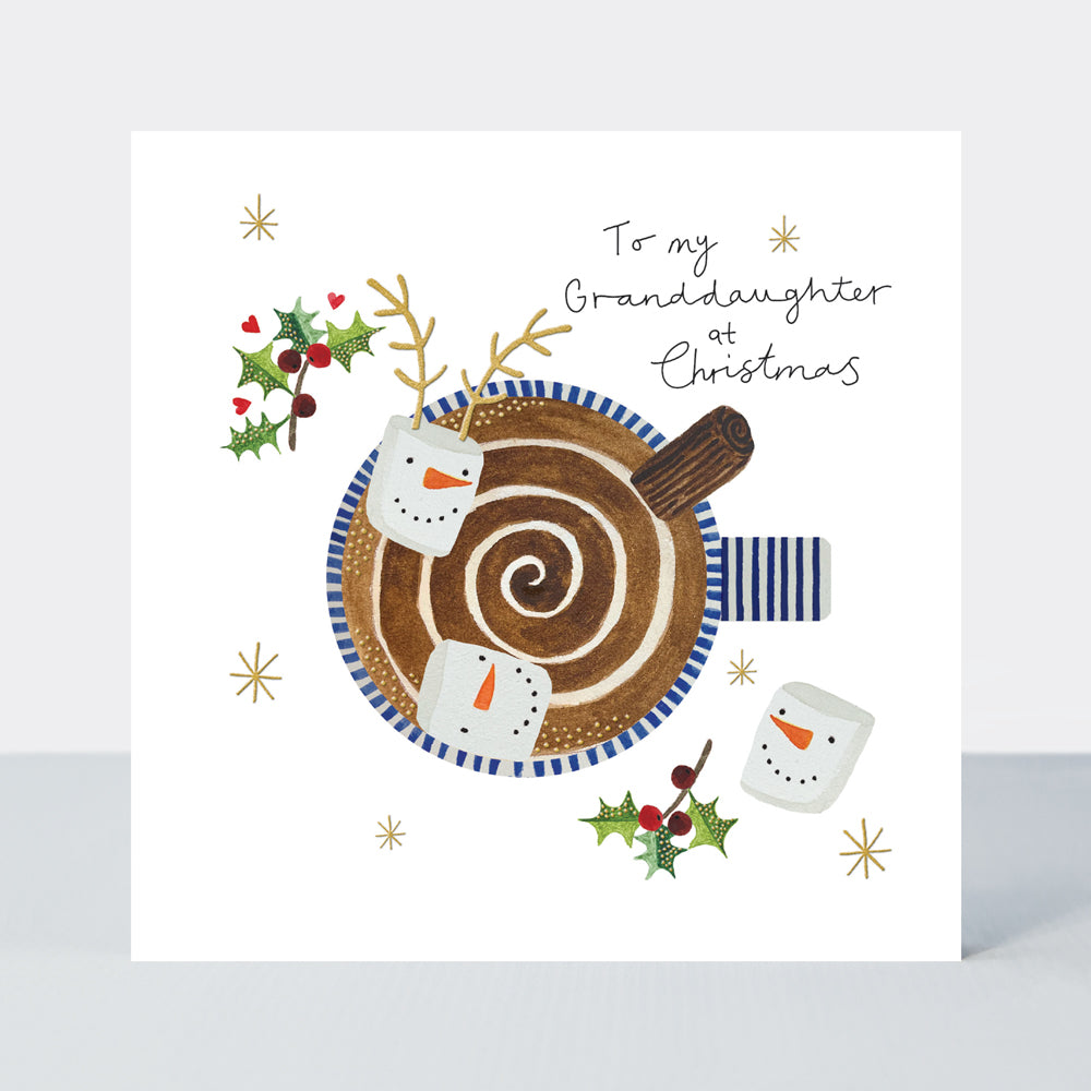 Yule Log Christmas Card - Granddaughter at Christmas