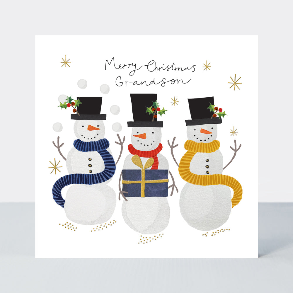 Yule Log Christmas Card - Merry Christmas Grandson