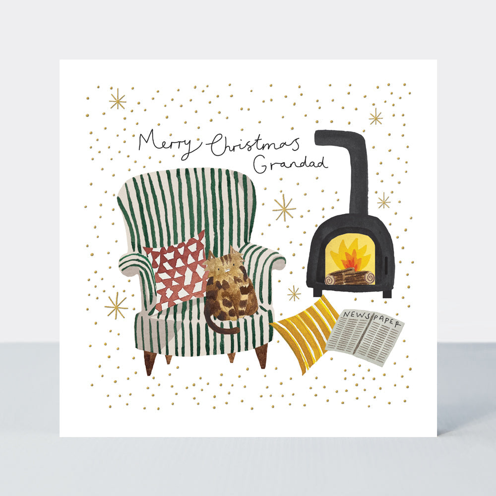 Yule Log Christmas Card - Merry Christmas Grandad