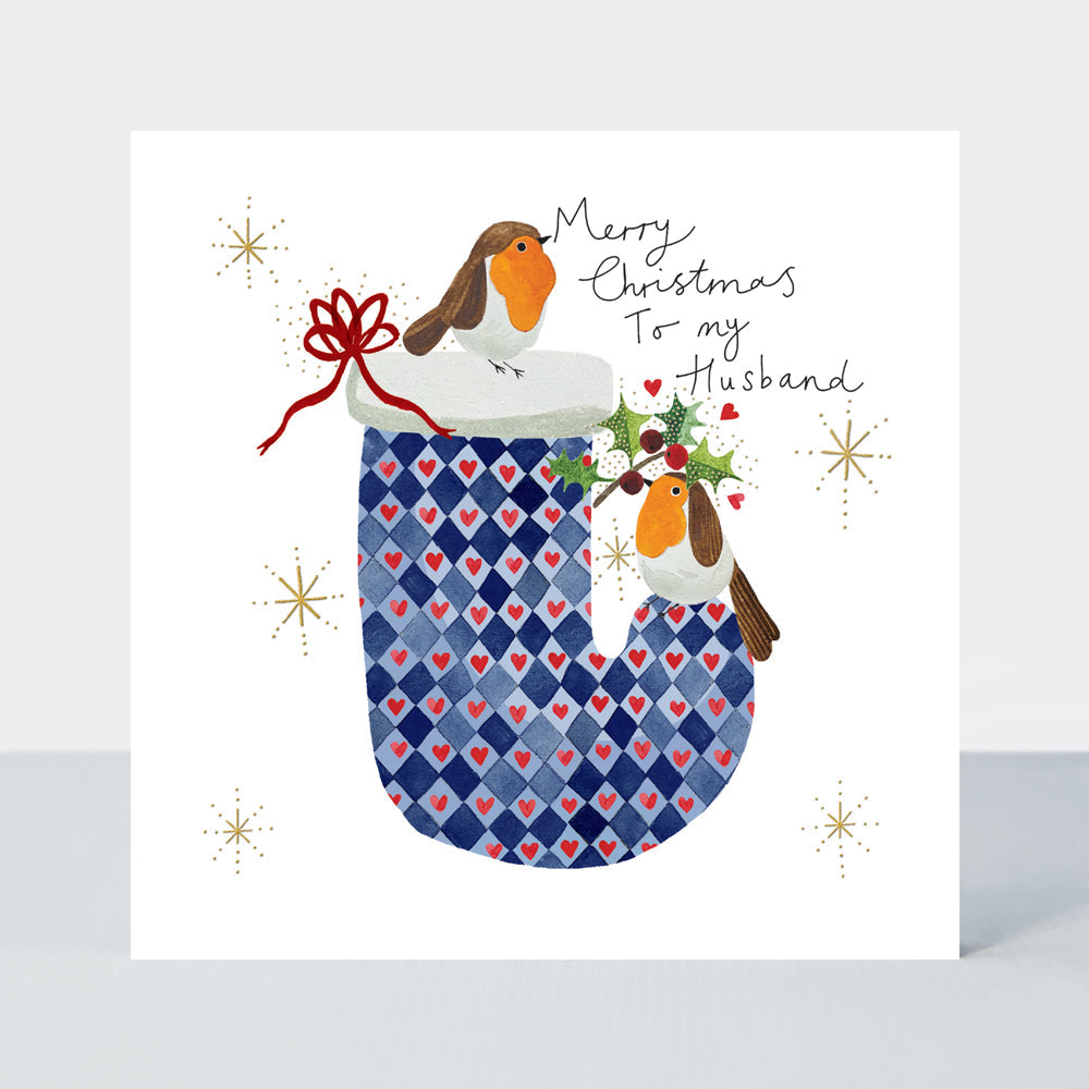 Yule Log Christmas Card - Merry Christmas Husband