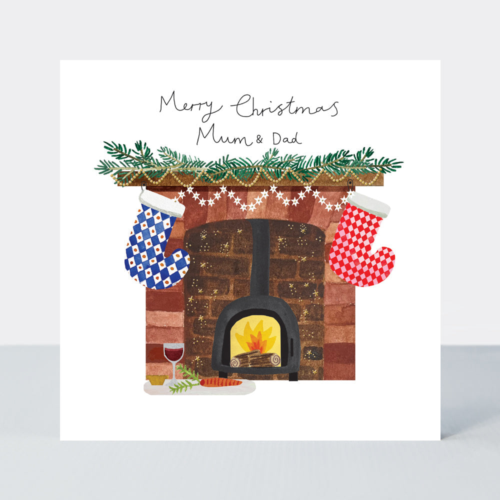 Yule Log Christmas Card - Merry Christmas Mum &amp; Dad