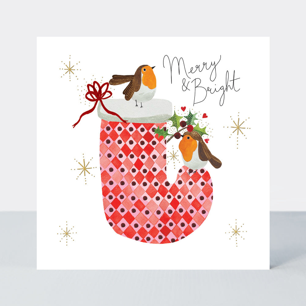 Yule Log Christmas Card - Merry &amp; Bright