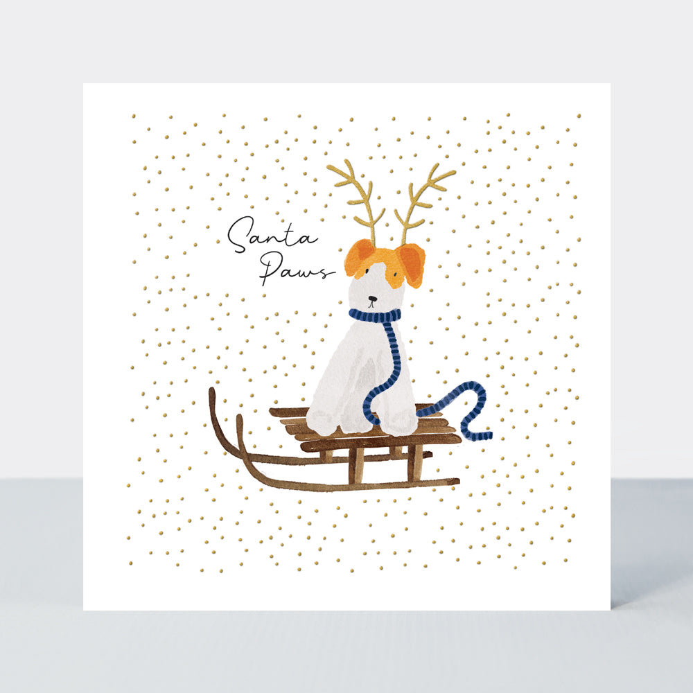 Yule Log Christmas Card - Santa Paws
