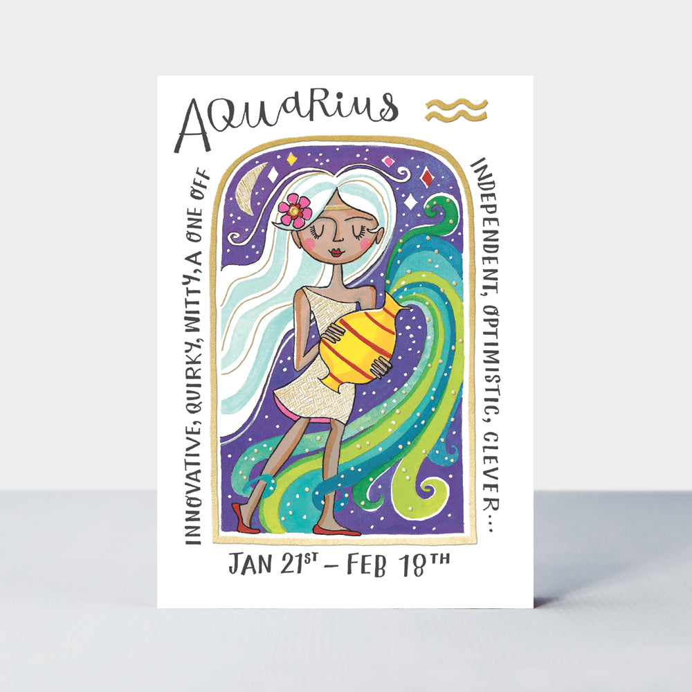 Aquarius Birthday Card - Zodiac (January 20 - February 18)