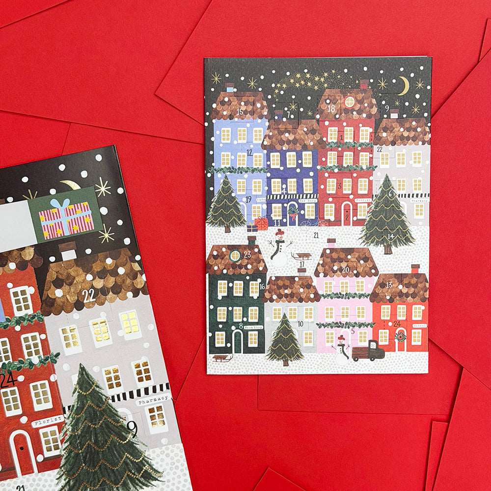 Advent Calendar Card - Snowy Christmas Village