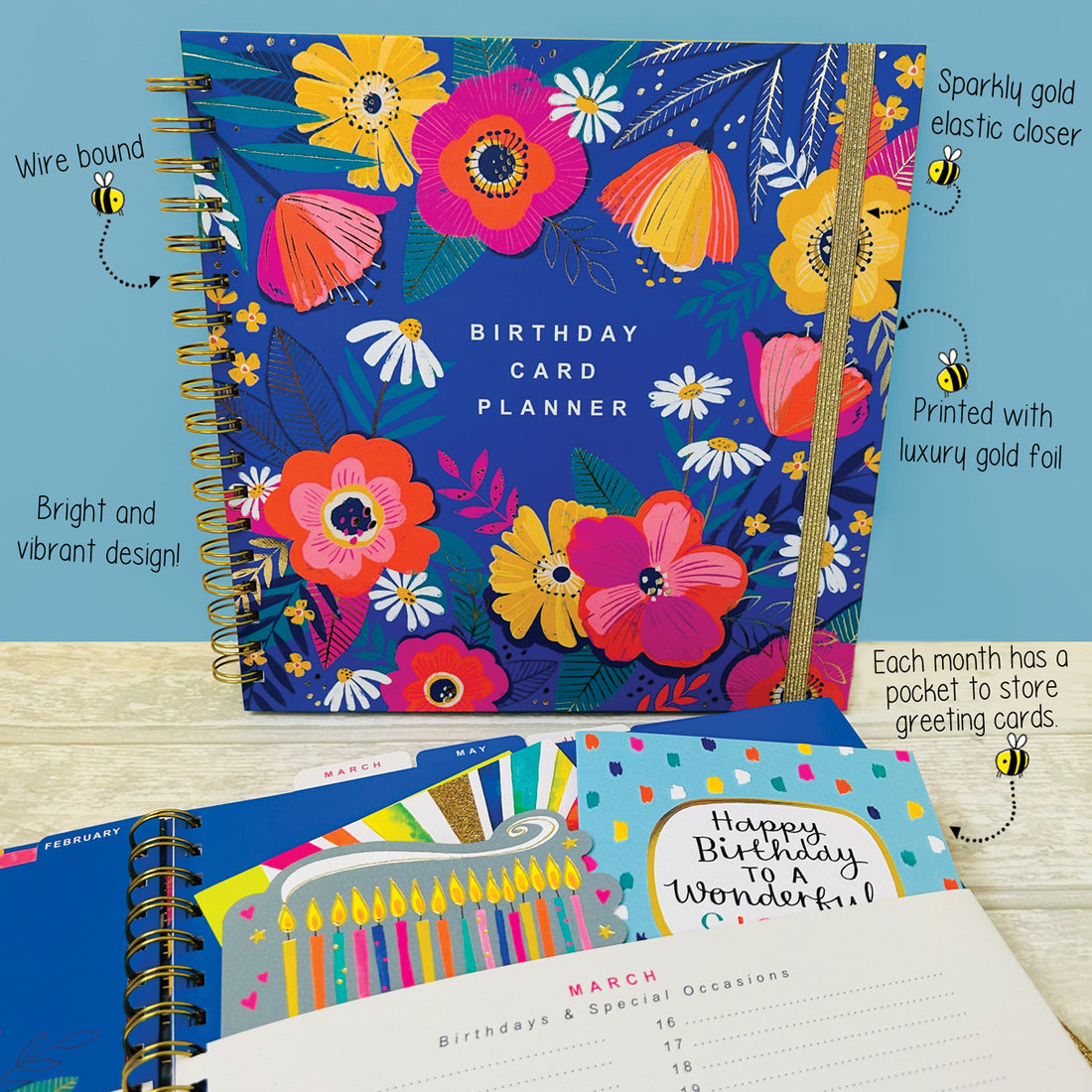 Birthday Card Planner Book | Floral Card Keeper &amp; Occasion Organiser